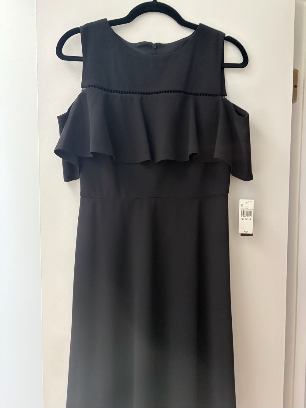 Alyx Black Cold-Shoulder Ruffle Dress